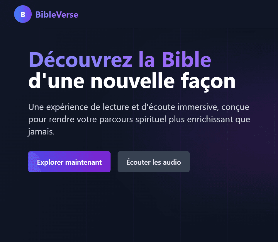 BibleVerse — interface de lecture immersive